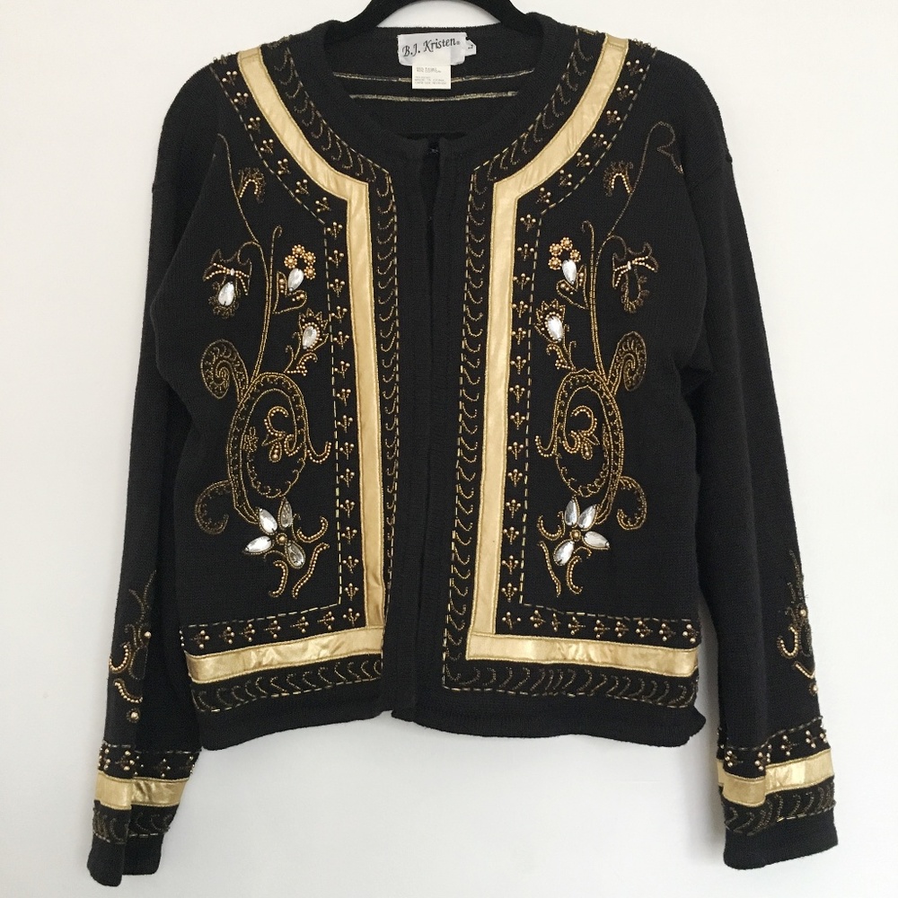 [B.J.KRISTEN] VINTAGE Decorated Sequin Sweater L